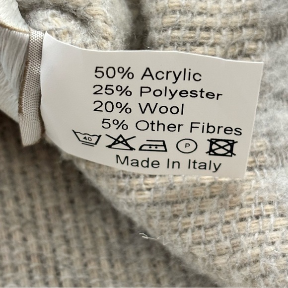 MANIFATTURA LOMBARDA Gray Striped Throw Blanket Knit Wool Blend Italy 54” X 68” - Picture 4 of 4